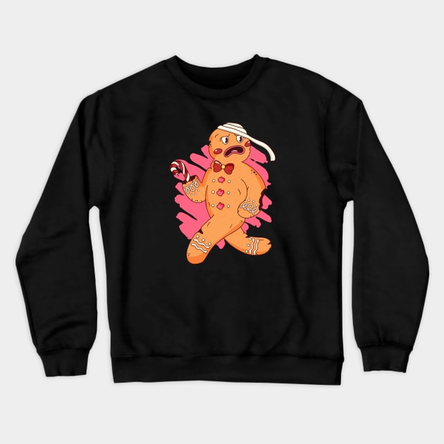 Funny Christmas Gingerbread Man Illustration Crewneck Sweatshirt by SLAG_Creative